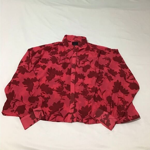 Lumiere Pink Blouse Floral Print Oversized Sheer New Size Large - Picture 5 of 12